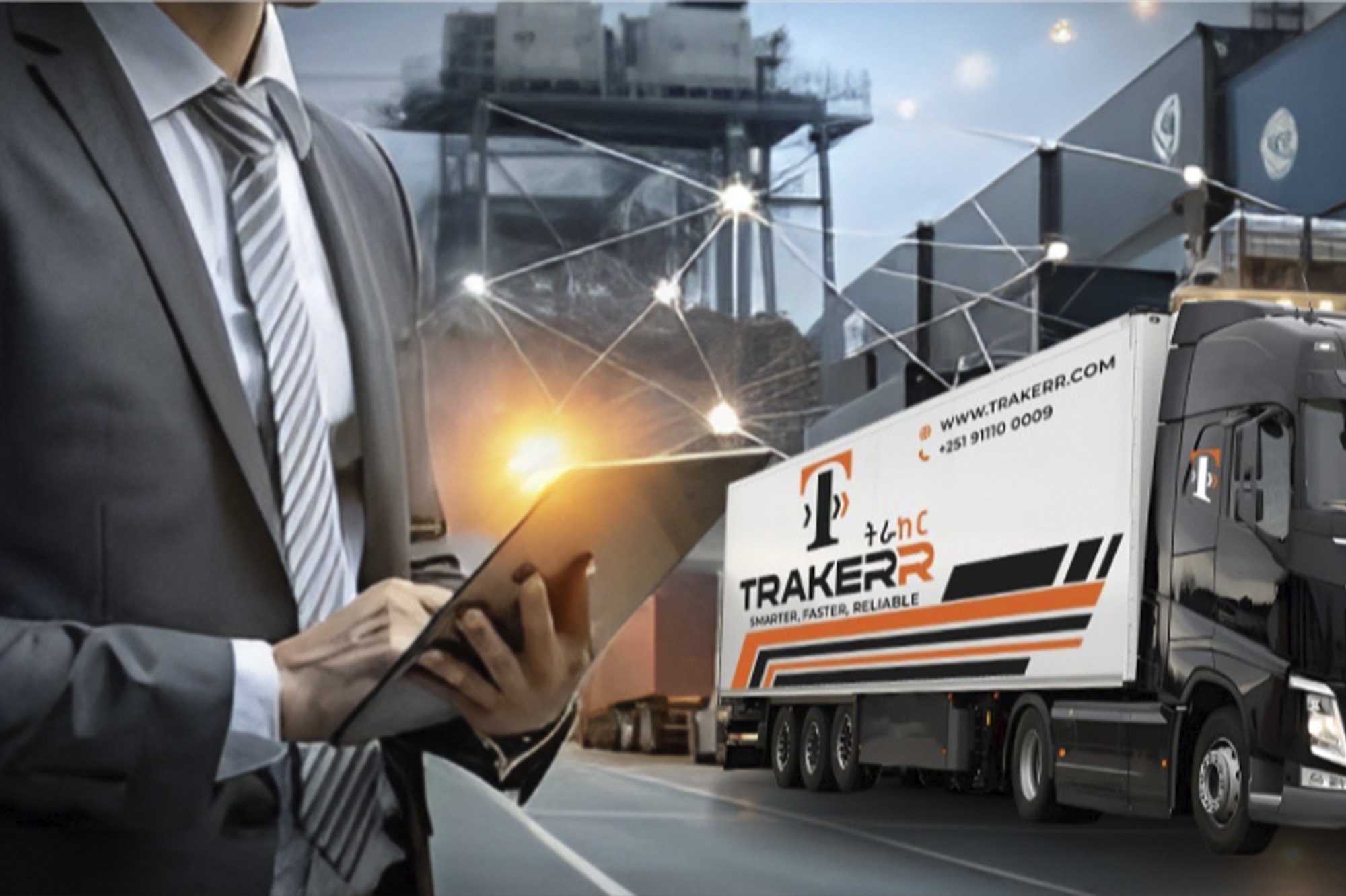 Rear view of logistics truck